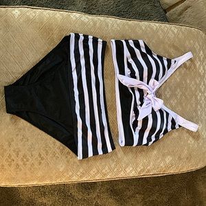 Large black and white tankini brand new